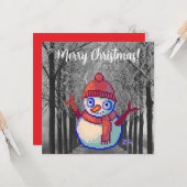 Snowman, Merry Christmas pixelart, Pixel Art Karte (Vorderseite/Rückseite Beispiel)