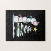 Snowman Merry Christmas Santa Claus Tree Snow Fami Puzzle (Horizontal)