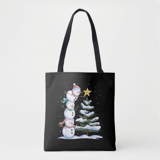 Snowman Merry Christmas Santa Claus Tree Snow Fami Tasche (Vorderseite)