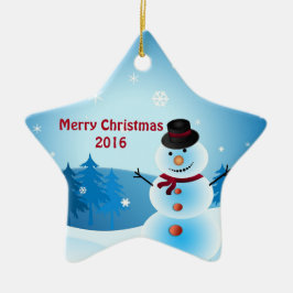 Snowman Merry Christmas Star-gestaltete Ornament