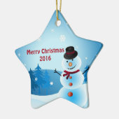Snowman Merry Christmas Star-gestaltete Ornament (Links)