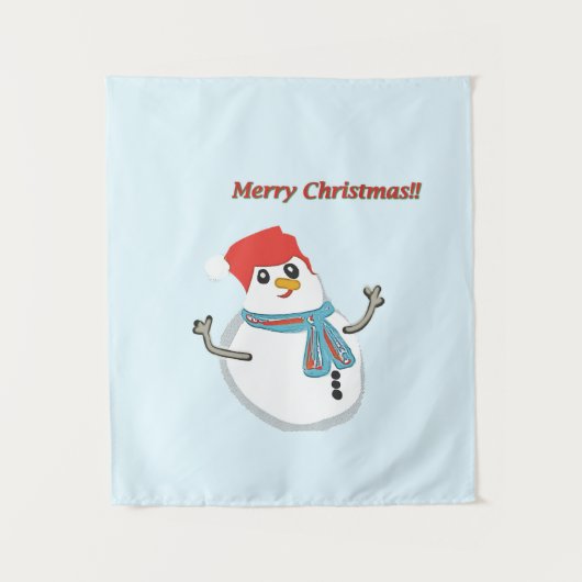 Snowman. Merry Christmas. Wandteppich (Vorderseite)