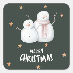 Snowman Merry Weihnachtsaufkleber Quadratischer Aufkleber