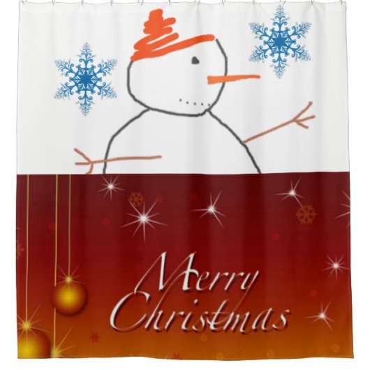 Snowman Merry Weihnachtsduschvorhang Duschvorhang (Vorderseite)
