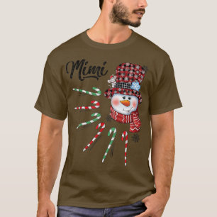 Snowman Mimi Candy Cane Karierte Weihnachtsgeschen T-Shirt