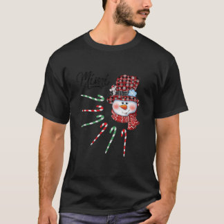Snowman Mimi Candy Cane Karierte Weihnachtsgeschen T-Shirt