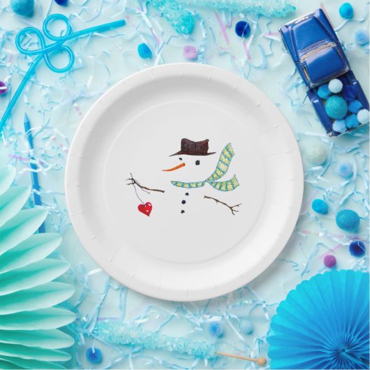 Snowman Minimalistisch Winter Party Pappteller (Party)