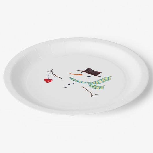 Snowman Minimalistisch Winter Party Pappteller (Schrägansicht)