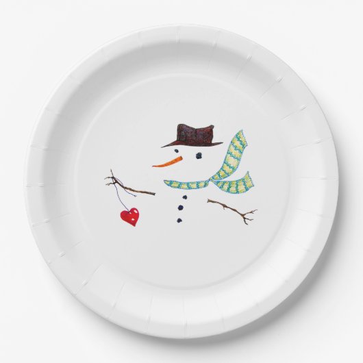 Snowman Minimalistisch Winter Party Pappteller (Vorderseite)