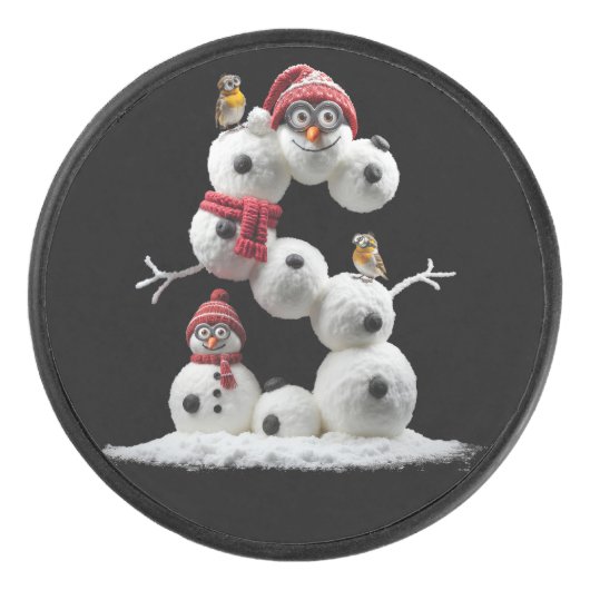 Snowman-Minion in der Form S Eishockey Puck (Vorderseite)