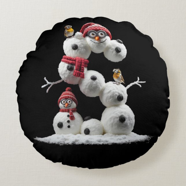 Snowman-Minion in der Form S Rundes Kissen (Vorderseite)