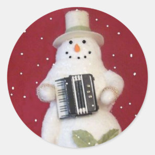 SNOWMAN MIT ACCORDION RUNDER AUFKLEBER