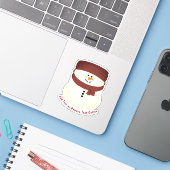 Snowman mit Beanie Weihnachten Aufkleber (Laptop mit iPhone)