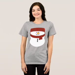 Snowman mit Beanie Weihnachten Tri-Blend Shirt
