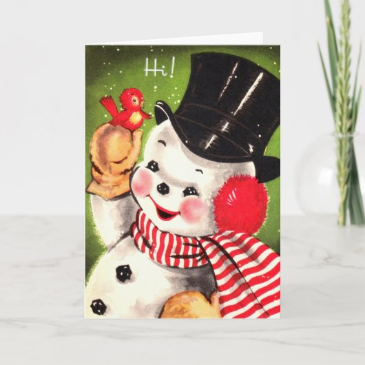 Snowman mit Bird Feiertagskarte (Vorderseite)