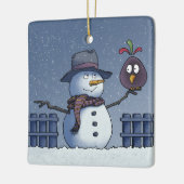 Snowman mit Bird Keramikornament (Links)