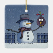 Snowman mit Bird Keramikornament (Rückseite)
