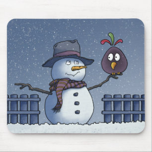 Snowman mit Bird Mousepad