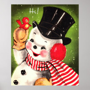 Snowman mit Bird Poster