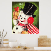 Snowman mit Bird Poster (Küche)