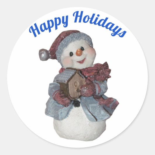 Snowman mit Birdhouse Winter Sticker (Vorderseite)