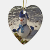 Snowman mit Blue Hat und Scarf Keramikornament (Links)
