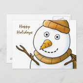 Snowman mit brauner Scarf Postkarte (Vorne/Hinten)