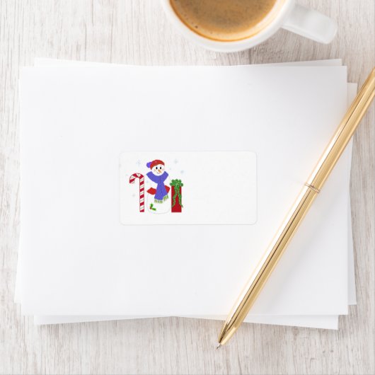 Snowman mit Candy Cane Adressaufkleber (Insitu)