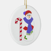 Snowman mit Candy Cane Keramikornament (Rechts)