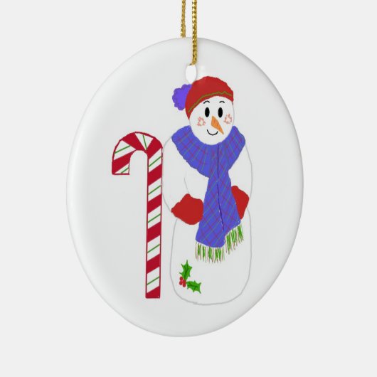 Snowman mit Candy Cane Keramikornament (Rechts)