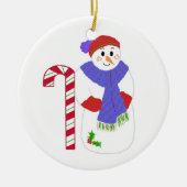Snowman mit Candy Cane Keramikornament (Vorne)
