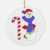Snowman mit Candy Cane Keramikornament (Hinten)
