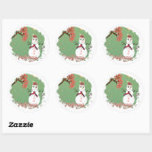 Snowman mit CandyCane Tree Runder Aufkleber (Blatt)