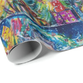 SNOWMAN MIT CHRISTMAS BAUM UND SPIELZEUG GESCHENKPAPIER (Rolleneckpunkt)