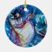 SNOWMAN MIT CHRISTMAS BAUM UND SPIELZEUG KERAMIK ORNAMENT (Hinten)