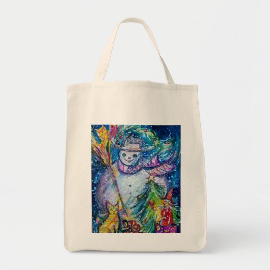 SNOWMAN MIT CHRISTMAS BAUM UND SPIELZEUG Wintersai Tragetasche (Vorne)