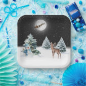 Snowman mit Deer und dem Weihnachtsmann Sleigh Pappteller (Party)