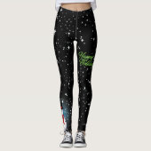 Snowman mit dem Happy Holidays Text in Green auf B Leggings (Vorderseite)