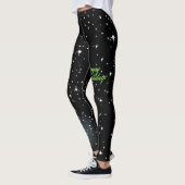 Snowman mit dem Happy Holidays Text in Green auf B Leggings (Links)