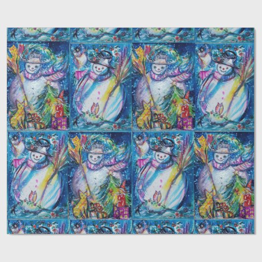 SNOWMAN MIT EIGENEM, CHRISTMAS BAUM UND SPIELZEUG GESCHENKPAPIER (Flach)