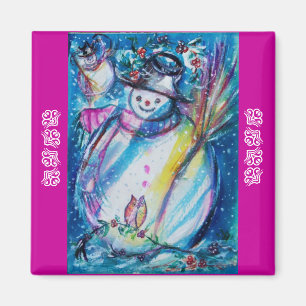 SNOWMAN MIT EIGENSCHAFT IM WINTER Puprle Blue Magnet