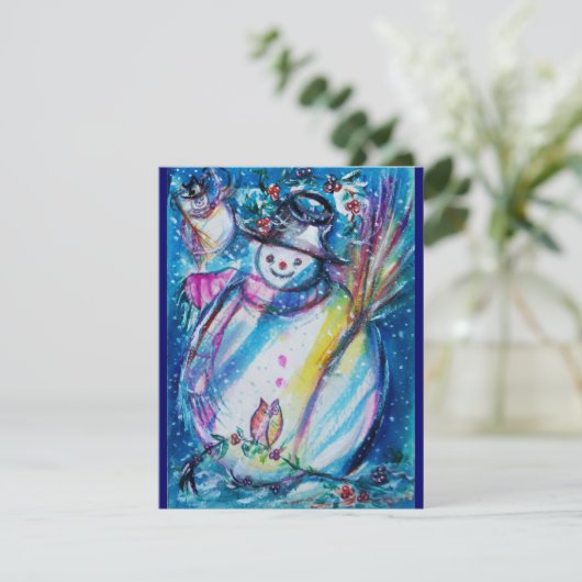 SNOWMAN MIT EIGENSCHAFT , Silvester-Party Einladung (Stehend Vorderseite)