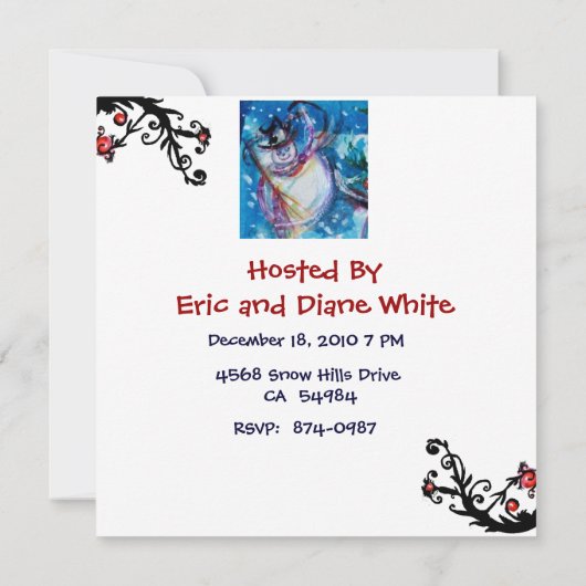 SNOWMAN MIT EIGENTUM , FERIENPARTEI EINLADUNG (Rückseite)