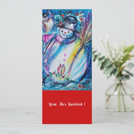 SNOWMAN MIT EIGENTUM , Weihnachts-Party Einladung (Stehend Vorderseite)