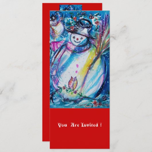 SNOWMAN MIT EIGENTUM , Weihnachts-Party Einladung (Vorne/Hinten)