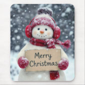 Snowman mit einem fröhlichen Weihnachtszeichen Mousepad (Vorne)