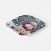 Snowman mit einem fröhlichen Weihnachtszeichen Pappteller (Gewinkelt)