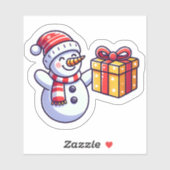 Snowman mit einem Weihnachtsgeschenk Aufkleber (Blatt)