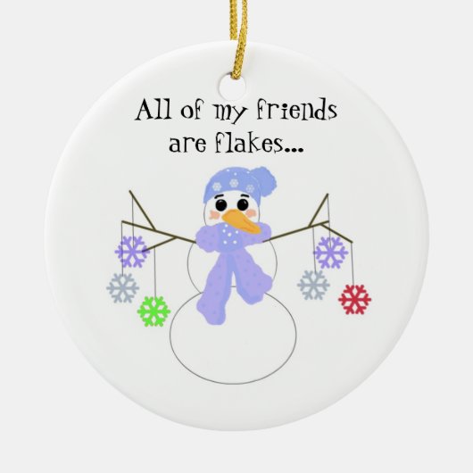 Snowman mit Flakey Friends Keramikornament (Vorne)