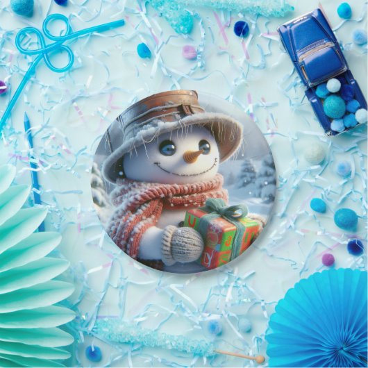 Snowman mit Geschenk, Weihnachten, Autor Natasha U Pappteller (Party)